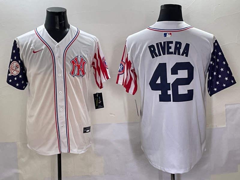 Men 2025  MLB New York Yankees #42 Rivera white jersey style 4->new york yankees->MLB Jersey
